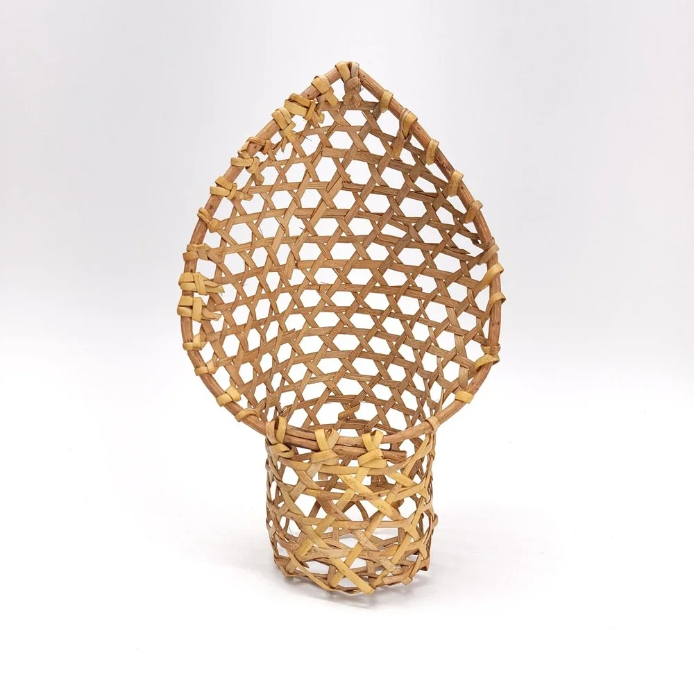 Wicker Planter Plant Stand Basket Table Top Flower Peacock Woven‎ Bamboo